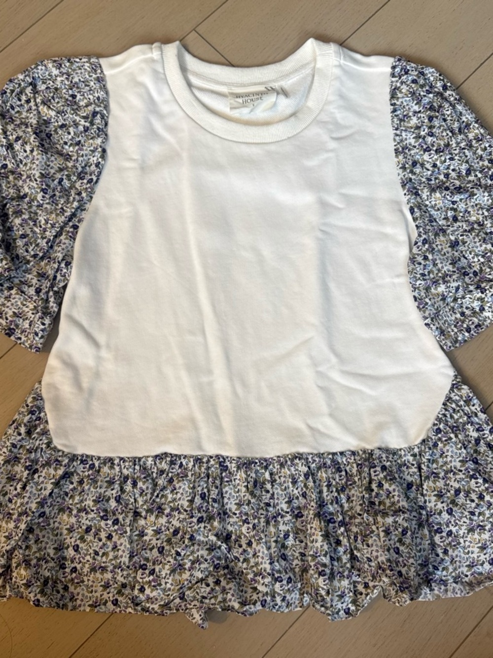 Hyacinth House White & Blue Floral Peplum Kids Top